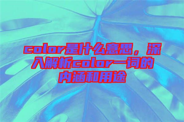 color是什么意思，深入解析color一詞的內(nèi)涵和用途