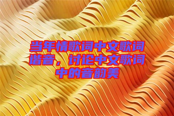 當年情歌詞中文歌詞諧音，討論中文歌詞中的音韻美