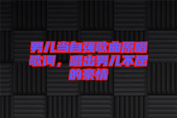 男兒當(dāng)自強(qiáng)歌曲原唱歌詞，唱出男兒不屈的豪情