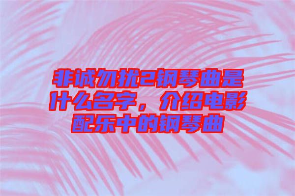 非誠勿擾2鋼琴曲是什么名字，介紹電影配樂中的鋼琴曲