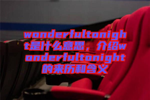 wonderfultonight是什么意思，介紹wonderfultonight的來歷和含義