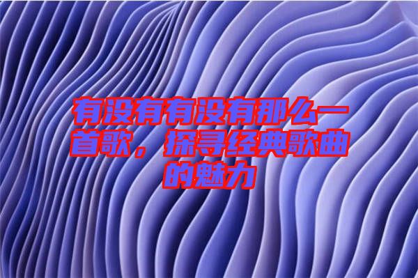 有沒(méi)有有沒(méi)有那么一首歌，探尋經(jīng)典歌曲的魅力