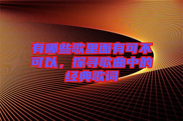 有哪些歌里面有可不可以，探尋歌曲中的經典歌詞