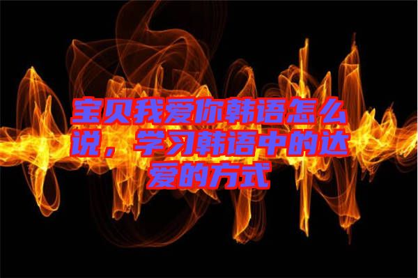 寶貝我愛你韓語怎么說，學(xué)習(xí)韓語中的達(dá)愛的方式