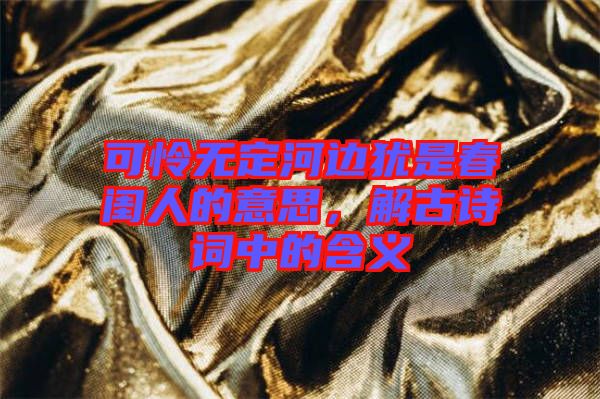 可憐無(wú)定河邊猶是春閨人的意思，解古詩(shī)詞中的含義