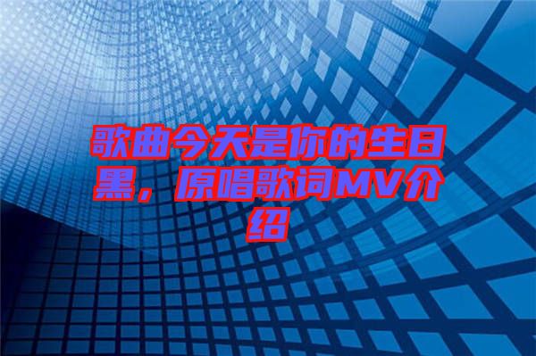 歌曲今天是你的生日黑，原唱歌詞MV介紹