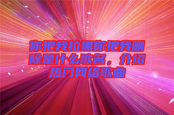 你把我拉黑你把我刪除是什么歌名，介紹熱門網(wǎng)絡(luò)歌曲