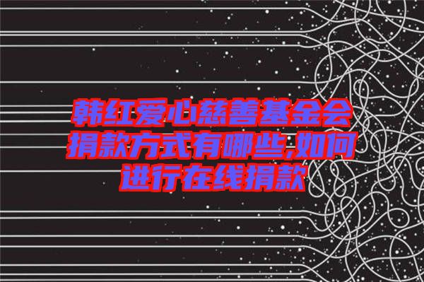 韓紅愛(ài)心慈善基金會(huì)捐款方式有哪些,如何進(jìn)行在線(xiàn)捐款