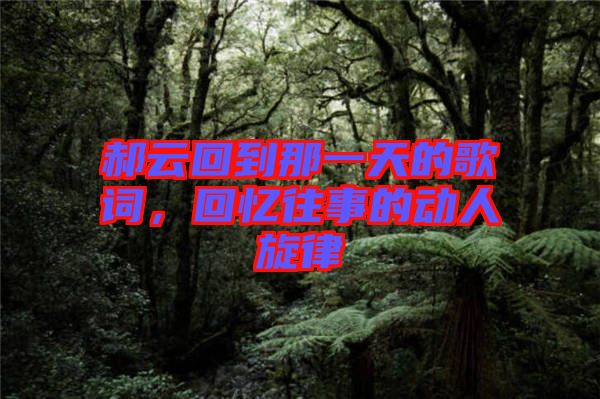 郝云回到那一天的歌詞，回憶往事的動人旋律