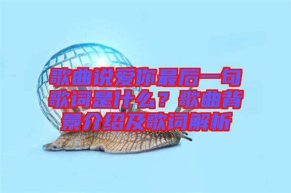 歌曲說愛你最后一句歌詞是什么？歌曲背景介紹及歌詞解析