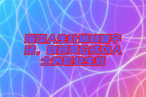 璀璨人生葉琳和夏宇揚，回顧兩位成功人士的職業(yè)生涯