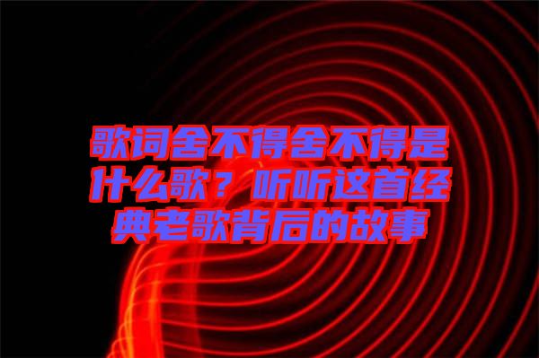 歌詞舍不得舍不得是什么歌？聽聽這首經(jīng)典老歌背后的故事