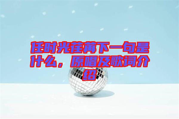 任時(shí)光荏苒下一句是什么，原唱及歌詞介紹