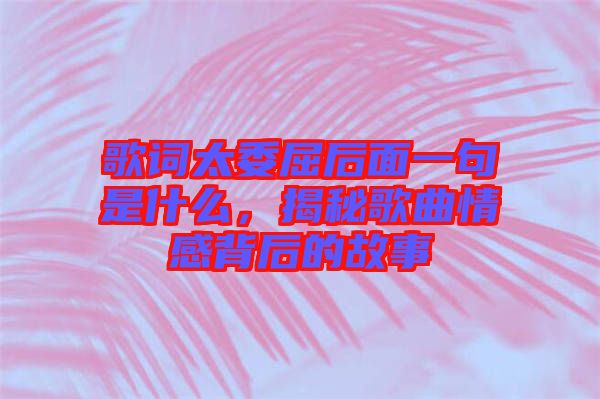 歌詞太委屈后面一句是什么，揭秘歌曲情感背后的故事