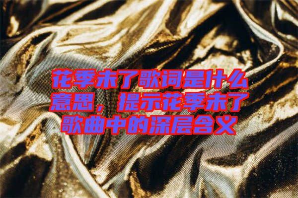 花季未了歌詞是什么意思，提示花季未了歌曲中的深層含義