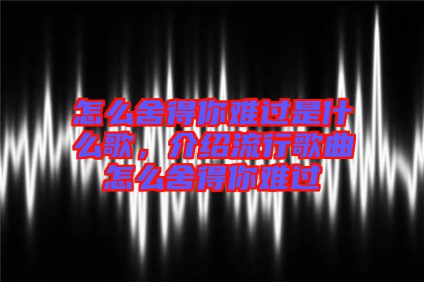 怎么舍得你難過是什么歌，介紹流行歌曲怎么舍得你難過