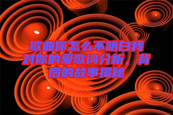 歌曲你怎么不明白我對你的愛歌詞分析，背后的故事揭秘