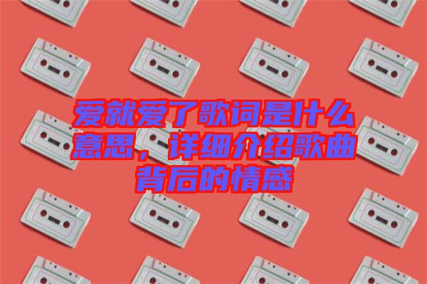 愛就愛了歌詞是什么意思，詳細介紹歌曲背后的情感