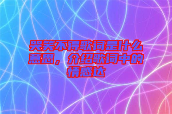 哭笑不得歌詞是什么意思，介紹歌詞中的情感達(dá)