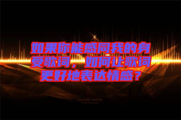 如果你能感同我的身受歌詞，如何讓歌詞更好地表達(dá)情感？