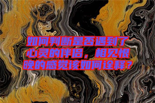 如何判斷是否遇到了心靈的伴侶，相見恨晚的感覺該如何詮釋？