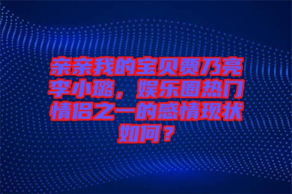 親親我的寶貝賈乃亮李小璐，娛樂圈熱門情侶之一的感情現(xiàn)狀如何？