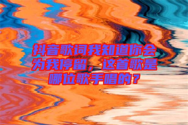 抖音歌詞我知道你會(huì)為我停留，這首歌是哪位歌手唱的？