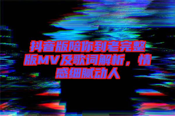 抖音版陪你到老完整版MV及歌詞解析，情感細膩動人