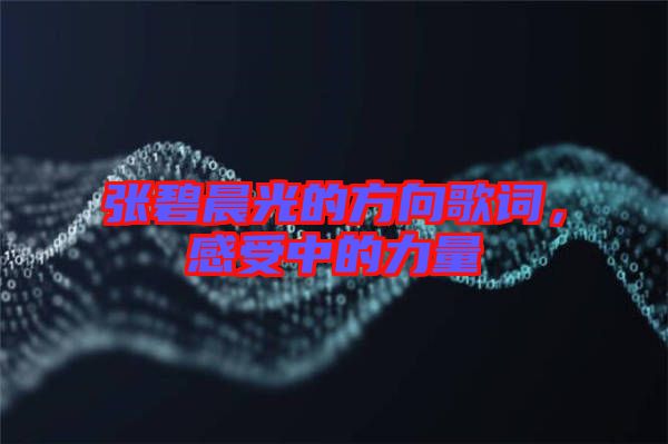 張碧晨光的方向歌詞，感受中的力量