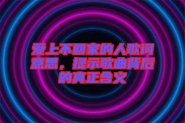 愛上不回家的人歌詞意思，提示歌曲背后的真正含義