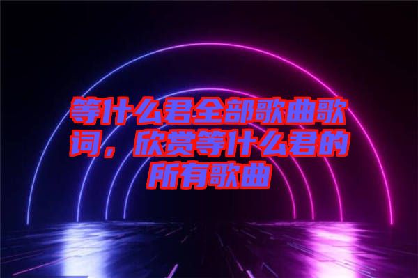 等什么君全部歌曲歌詞，欣賞等什么君的所有歌曲