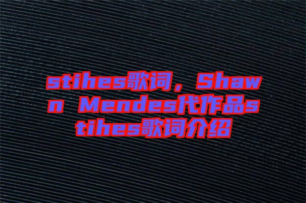 stihes歌詞，Shawn Mendes代作品stihes歌詞介紹