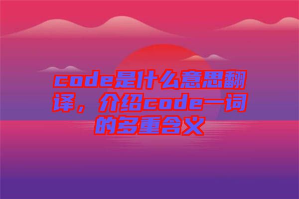 code是什么意思翻譯，介紹code一詞的多重含義