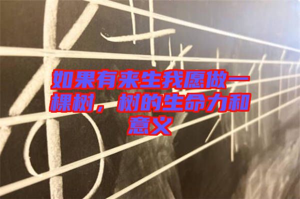 如果有來(lái)生我愿做一棵樹(shù)，樹(shù)的生命力和意義