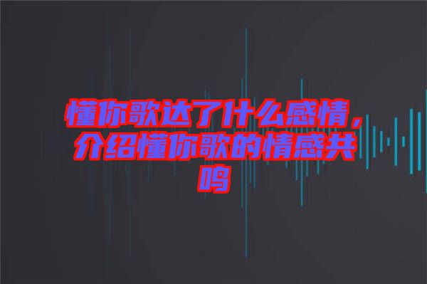 懂你歌達了什么感情，介紹懂你歌的情感共鳴