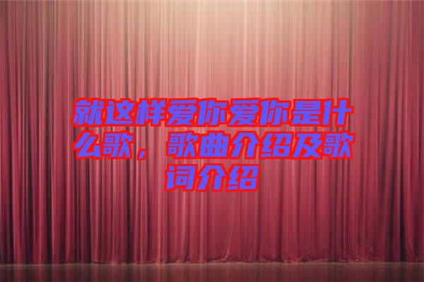 就這樣愛(ài)你愛(ài)你是什么歌，歌曲介紹及歌詞介紹