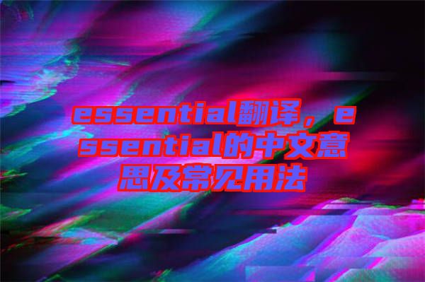 essential翻譯，essential的中文意思及常見用法