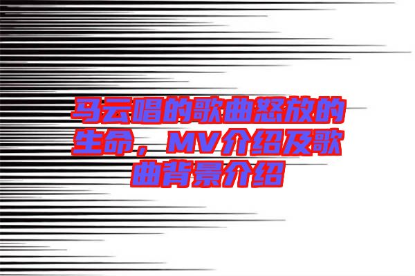 馬云唱的歌曲怒放的生命，MV介紹及歌曲背景介紹