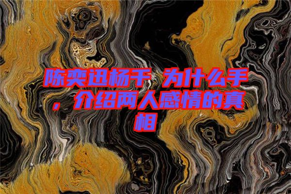 陳奕迅楊千嬅為什么手，介紹兩人感情的真相