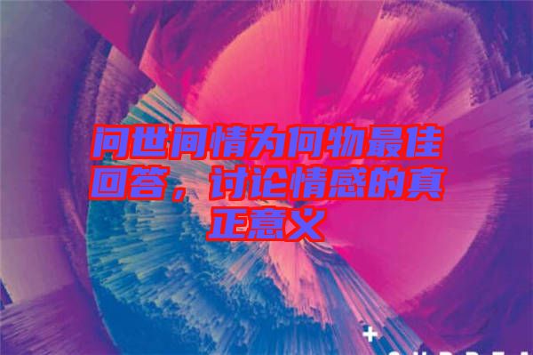 問(wèn)世間情為何物最佳回答，討論情感的真正意義