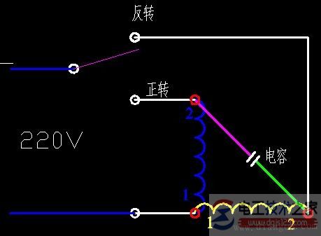 單相電機正反轉(zhuǎn)的接線圖2